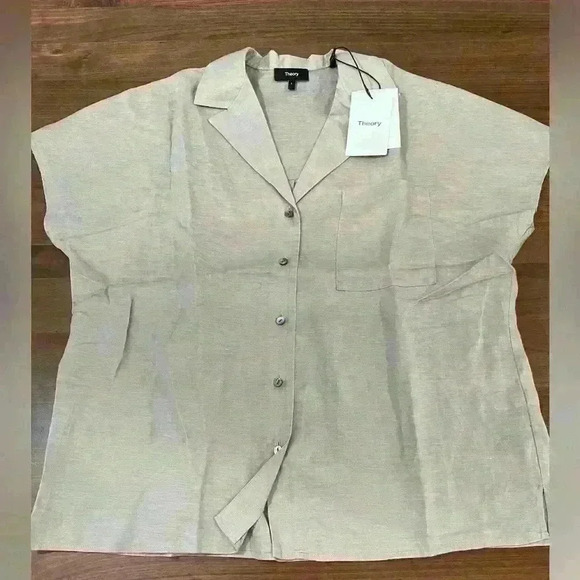 NWT Theory Light Taupe Linen shirt - Picture 1 of 3